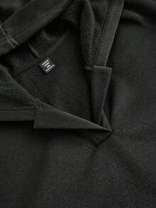 SHEIN EZwear 休闲简约女式复古硬币马匹印花宽松长袖卫衣，带口袋，适合秋冬季节、街头风、机场时尚，时尚图案 - 黑色 - 查看 5