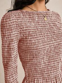 Poéselle Women's Autumn Fashionable Plaid Slim Fit Blouse - Brown - View 3