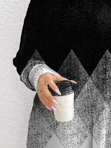 EMERY ROSE 秋冬季休闲简约全印花大码高领长款 T 恤 - 彩色 - 查看 4