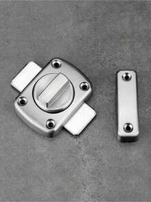 Home Security Door Lock, Brushed Silver Zinc Alloy Rotate Bolt Latch, Gate Latches Door Slide Lock, Twist Rotating Barrel Lock For Gardens, Bathrooms, Outdoors, Garages, Door And Windows - Silver - View 4