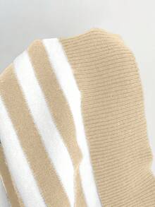 Elamini Suéter de manga larga con botones decorativos y diseño de rayas, de corte ajustado y versátil para otoño/invierno - Multicolor - Ver 6