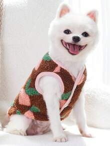 PETSIN 1 Piece Of Brown Bottom Radish Lamb Wool Pet Vest With Autumn And Winter Thick Lamb Wool For Warmth And Pet Plush Clothing - Brown - View 9