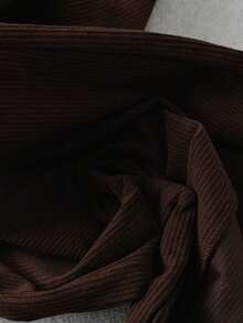 Selianne Women's Elegant Casual Ribbed Corduroy Split Hem Flare Pants With Metal Pocket Flap Decor, Chic & Versatile For Work And Daily Wear, Autumn/Winter - Coffee Brown - View 4