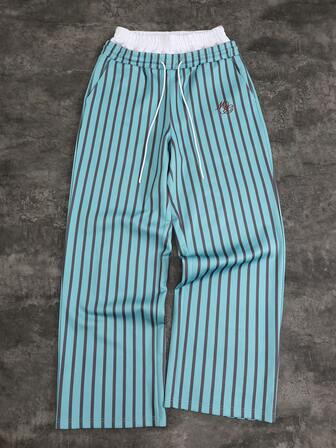 Street Life Pantaloni della tuta casual con vita a righe e gamba ampia, vestibilità morbida da uomo