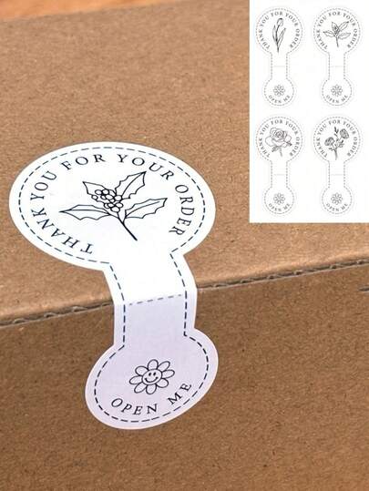 100Pcs(4Pcs/Sheet) Floral Thank You For Your Order Stickers Sealing Labels With Botanical Designs, Perfect For Small Business Packaging & Gift Wrapping - Ideal Gift For Shopowners And Customers, Gift Packaging Stickers, Gift Labels, Synthetic Paper Stickers, Flower Stickers