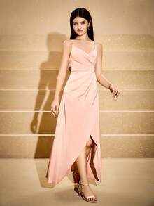 Elegant,Cerise Pink,Summer,Wedding Ninang Flower Girl Dress For Teen Girls - Apricot - View 6
