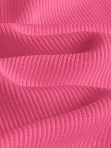 SHEIN Babygirl Cute Casual Versatile Simple Knit Elastic White Long Sleeve Top (Top And Pants Sold Separately) - Black - View 6