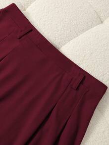 Plus Size Women High-Waisted A-Line Skirt, Elegant For Commuting - Burgundy - View 4