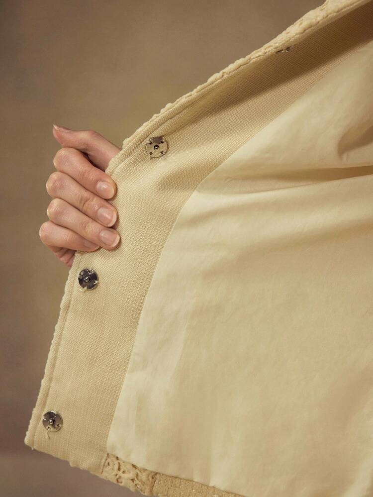TWEED CONTRAST LACE OVERCOAT