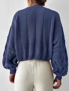 EURMUSE Women Simple Solid Color Casual Sweater, Suitable For Everyday Wear - Blue - View 2