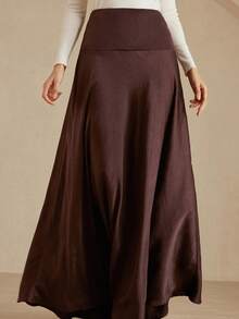 Aveloria Rosie Elegant Fashion Design Sense Elegant A-Line Skirt, Autumn - Brown - View 2