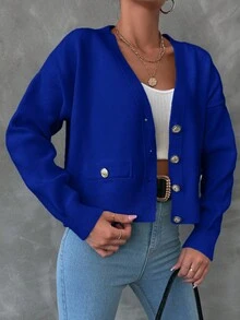 EURMUSE 女士休闲纯色落肩开衫，春季和秋季