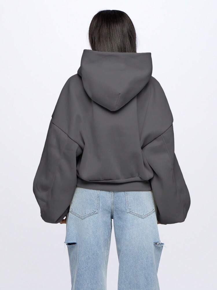 SUMWON WOMEN Oversized Cropped Hoodie With Long Sleeves