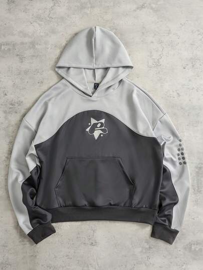 Street Life Men's Retro Color Block Loose Hoodie