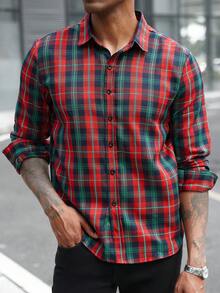 Manfinity CasualCool Herren kariertes Langarm-Lässig hemd mit Knopfleiste, Weihnachten - Verschiedenfarbig - Übersicht 4