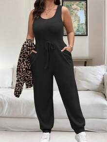 Vionelle 大码女式优雅豹纹长袖上衣和无袖连体裤两件套，秋冬 - 彩色 - 查看 3