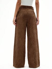 Aveloria Affinna 女式复古休闲直筒裤，橄榄绿，轻质灯芯绒设计，春季 - 紅色 - 查看 2