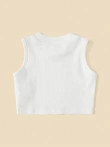 Baby Girl Mock Neck Tank Top - White - View 5