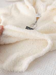 2pcs Baby Girl Cute Fleece Warm Long Sleeve Letter Print Hoodie Sweatshirt And Knit Leggings Set, Autumn/Winter Fall