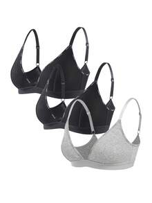 Ocili 3件套女士深V领休闲图案无钢圈文胸 - 彩色 - 查看 6