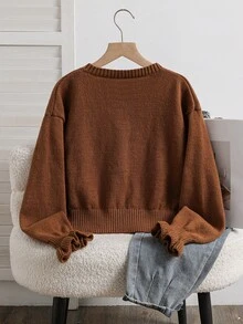 Sparklyn 少女秋冬时尚蝴蝶结针织开衫，简约设计