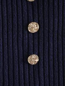 GlowEve 女士休闲日常通勤简约纯色高领金属纽扣装饰无袖毛衣背心，秋冬