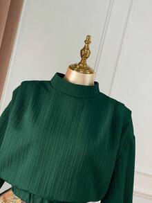 DreamSkyne Conjunto feminino plus size de manga comprida, cintura franzida, top cropped e saia midi com estampa floral, 2 peças, elegante - Multicolorido - Ver 4