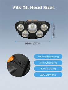 Teckwe 1 pieza Foco de luz potente de 5 cabezales, Linterna LED luz de pesca, Lámpara colgante de minería recargable y resistente al agua de larga distancia para camping, correr, pesca, senderismo, lectura y deportes al aire libre - luz blanca - Ver 7