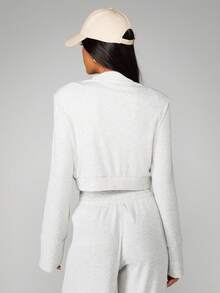 MISSGUIDED 宽松版型罗纹针织长袖圆领套头衫，日常休闲舒适 - 灰色 - 查看 2