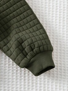 Cozy Pixies Sudadera con capucha de manga larga suave de jacquard decorativa para bebé niño, suéter de bebé niño para otoño e invierno en beige y verde - Verde militar - Ver 6