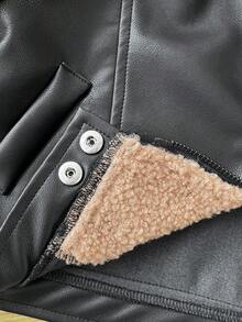 SHEIN Baby Boys' Casual Warm Padded Jacket With Lapel Neck, Winter