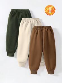 SHEIN Playful Pals GraphicGems 3pcs Casual & Comfortable Plain Baby Girl Sweatpants - Multicolor - View 2