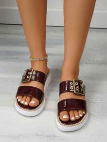 Women Platforms & Wedge Sandals - Burgundy - View 2