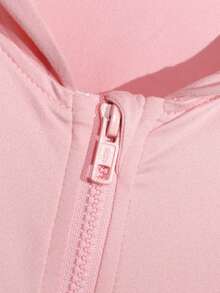 SHEIN 青少年女孩蝴蝶印花拉链连帽衫和阔腿裤休闲装，秋季 - 粉色 - 查看 6