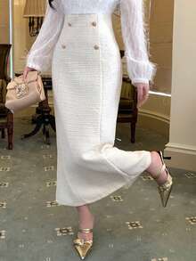 DAZY 女式交叉裹身长袖修身连衣裙，优雅时尚的舞会礼服 - 白色 - 查看 6