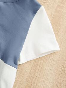 Baby Boy Casual Color Block Letter Printed T-Shirt And Solid Color Shorts Set