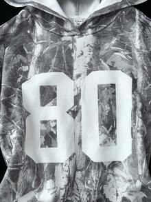 SHEIN 2pcs/Set Teen Girls Leaf Print Casual Loose Fit Long Sleeve Hoodie And Flare Pants, Sporty & Chic - Multicolor - View 4