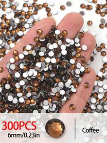 2000pcs 3-6mm Silver Flat Coffee Resin Rhinestones, Round Jelly Gemstones For Making Accessories Shoes, Clothes, Cosmetics, Bags, Decoration