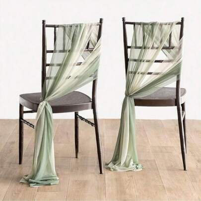 12PCS Cheesecloth Chair Sashes, Wedding Aisle Decorations Chair Bows Sashes Designed, Universal Chair Covers Chair Sash For Wedding Reception Party Hotel Event Decoration