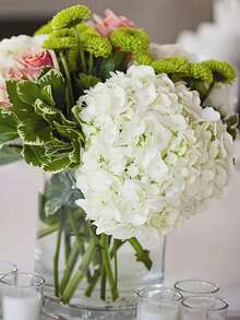 45Pcs White Hydrangea Flowers Artificial Flowers Heads Bouquet, Faux Hydrangea Flowers, Artificial Full Flowers Heads With Stems For Wedding Centerpieces, Home, Garden, Baby Shower, Party Supply, Garland Decor, Bridal Holding Bouquet Decor, DIY Wreath Xmas Tree Decorations, Thanksgiving Halloween Christmas Decor, Arch Background Decoration, DIY Flower Arrangements, For Women Girls Gift - White - View 6
