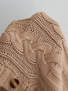 Flirla Women's Casual Versatile Twist Knit Half-Zip Sweater - Khaki - View 6