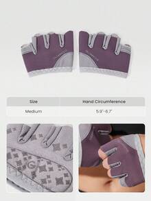 GLOWMODE Grip And Glow Sweat-Wicking Stretchy Non-Slip Rubber Mesh 4-Finger Training Gloves Gym Studio Yoga Workout Dumbbells Active Wear - Purple - View 6