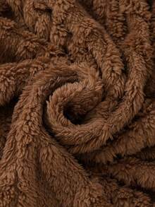 Young Boy Brown Jacquard Fleece Hooded Long Sleeve Loungewear Set - Coffee Brown - View 3