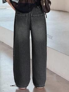 Dazy Kids 青少年女孩宽松口袋牛仔裤