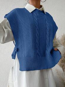 SHEIN Maglia smanicata casual da donna con nodo a maglia