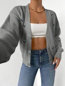 EURMUSE Cardigan casual versatil pentru femei, cu broderie florală și imprimeu floral