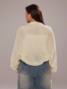 Rustia New Bat Wing Long Sleeve Women Cardigan Sweater - Apricot - View 2