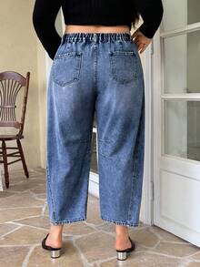 Flexra Quần Jeans Boyfriend Cỡ Lớn Có Nút Thắt Lưng Túi Ống Thẳng Thời Trang Thường Ngày Vừa Vặn Thoải Mái Đã Giặt - Rửa trung bình - Xem 5