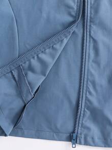 SHEIN معطف هودي مريح وفضفاض للأولاد المراهقين، طباعة رسومات حرفية، مناسب للاستخدام اليومي والمناسبات العادية - ازرق ضبابي - مشاهدة 7