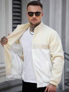 Manfinity CasualCool 男士休闲撞色拼接卫衣，秋冬款，长袖上衣 - 彩色 - 查看 6